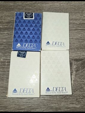Set Of 4 Delta Airline Playing Cards 1980's SEE DESCRIPTION.